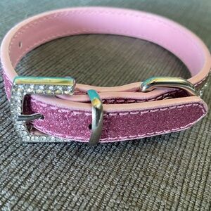 New with out tag  pink leather with crystal bling dog or cat collar